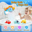 Baby Bath Toys,Light Up Crab Bubble Machine Blower with LED Lights,3 Cute Wind-Up Bath Toys for Kids Ages 1-3 4-8 Toddler Bathub Toy Great Birthday Gifts for Kids by TinyTreasures Baby Boutique