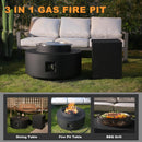 3-Piece Outdoor Fire Pit Table, 32 Inch Propane Fire Table 65,000 BTU Black Round Gas Firepit, Baking Sheet, Wind Guard and 16 inches Tank Side Table for Deck, Backyard and Pool, Black by GreenHaven Gardens