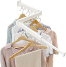 Clothes Drying Rack Wall Mounted, Laundry Drying Rack Collapsible, Space Saving Wall Drying Rack Clothing Foldable, Tri-Fold Retractable Rack Outdoor Indoor with 18 Hooks(White，Loop-Shape Hooks) by CozyNest Decor
