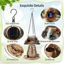 Mushroom Solar Bird Feeders for Outdoors Hanging Metal Wild Bird Feeder Garden Lantern with S Hook for Garden Decoration Brown by GreenHaven Gardens