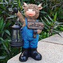 Solar Garden Statues -Highland Cow Lantern Outdoor Handmade Resin Statue with LED Light, and Welcome Holder for Patio, Yard, Gift Ideas (cow2) by CozyNest Decor