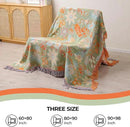 Boho Throw Blanket for Bed-Soft Cotton Rustic Quilt 80"×90",Floral Printed Farmhouse Decor Muslin Bed Blankets for Sofa Couch Chair, Seasons by CozyNest Decor