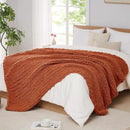 L'AGRATY Chunky Knit Blanket Throw: 80''x90'' Chenille Chunky Knitted Throw Blankets for Bed Couch - Handmade Thick Big Cable Knit Blanket - Large Crochet Rope Blankets for Home Decor(Rusty Orange) by CozyNest Decor
