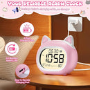 Kids Alarm Clock with Night Light for Kids, Small Digital Alarm Clocks for Bedrooms, Routine Builder, Cute Cat Alarm Clock with Sleep Training, Snooze, 12/24H, Date & Day, Temperature, USB Port by TinyTreasures Baby Boutique
