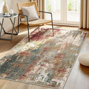Washable Area Rugs 4'x6' Non-Slip Modern Abstract Soft for Living Room Entryway Bedroom Nursery, Print Pattern, Brown Rust Red Multi by TinyTreasures Baby Boutique