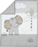 Lambs & Ivy Jungle Safari Elephant 3-Piece Mini Crib Bedding Set - Gray/White by TinyTreasures Baby Boutique