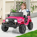 Costzon 12V Kids Ride on Truck Car, Electric Vehicle w/Remote Control, Threaded Wheels, 3 Speeds, LED Lights, Music, Horn & Wireless Connection, Battery Powered Ride on Toy for Boys & Girls 3+ (Pink) by TinyTreasures Baby Boutique