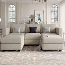 Belffin Modular Sectional Sofa with Double Chaise Velvet U Shaped Sofa Reversible Sectional Couch with Storage Grey by CozyNest Decor