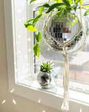 Hanging Disco Ball Planter 8" - with Acrylic Stand and Macrame Plant Hanger - Home Décor, Room Décor, Patio or Boho Décor, Mirror Disco Planter, Disco Decor (8" No Base) by GreenHaven Gardens