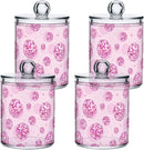 2 Pack Qtip Holder Organizer Dispenser Disco Balls Pink Bathroom Storage Canister Cotton Ball Holder Container for Cotton Pads/Swabs/Floss by CozyNest Decor