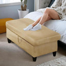 Ottoman Rectangular Storage Ottoman Bench, Flannel Footrest Stool Footstool with Lid for Living Room, Bedroom, Entryway, Light Brown, 28.5"x19"x17.5" by CozyNest Decor