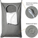 XL Hanging Laundry Hamper, Extra Large Tear-resistance Door Hamper with 2 Types Hooks for Dirty Clothes, Save Bathroom Space Hanging Laundry Bag (36.5x 22 Inch,Grey) by CozyNest Decor