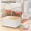 Large 17''x12'' Quart Collapsible Stackable Storage Bins with Lids, 4 Packs Off White Fabric Closet Boxes with Lids, Storage Cube Baskets Container Organizers for Bedroom Office(17''x12.2x''8'') by TinyTreasures Baby Boutique