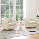 CHITA Swivel Accent Chair, FSC Certified Upholstered Fabric Barrel Chair for Living Room, Fully Assembled, Cream by CozyNest Decor