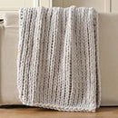 Esterra 100% Hand Knitted Chenille Throw Blanket, Cozy Soft Thick Cable Knit Throw, 40x50 Inches, Light Gray by CozyNest Decor