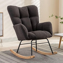 NIOIIKIT Nursery Rocking Chair Teddy Upholstered Glider Rocker Rocking Accent Chair Padded Seat with High Backrest Armchair Comfy Side Chair for Living Room Bedroom Offices (Dark Grey) by TinyTreasures Baby Boutique