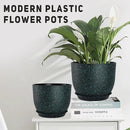 Plant Pots 10/9/8/7.5/7 inch Set of 5,Flower Pots with Multi Mesh Drainage Holes, Large Planters for Indoor Outdoor Garden Plants and Flowers. (Green Speckles) by GreenHaven Gardens
