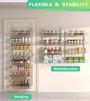 Over The Door Pantry Organizer, Wall Mount Spice Rack, Pantry Hanging Storage and Organization, 8 Adjustable Baskets Heavy-Duty Metal for Home & Kitchen, Back of Door Seasoning Rack - White by CozyNest Decor