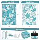 Pauwer Waterproof Outdoor Rug 6x9, Reversible Plastic Straw Patio Camping Rug, Indoor Outdoor RV Mat Carpet for Deck, Camper, Porch, Balcony, Backyard, Picnic, Floral Teal by GreenHaven Gardens