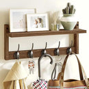 AMBIRD Wall Hooks with Shelf - Wooden Entryway Organizer with 5 Dual Hooks, Retro Wall-Mounted Coat Hook Rack for Bathroom, Living Room, Bedroom (17.12 Inch) by CozyNest Decor