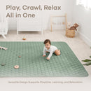Comfy Cubs Rectangle Kids Play Mat - Large 60 x 96 inches Soft Quilted Baby Floor Mat with Non-Slip Bottom - Plush Design for Toddlers' Playtime and Relaxation - Comfortable and Durable - Fern by TinyTreasures Baby Boutique