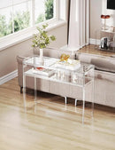 Acrylic Console Table, Entryway Table with Storage Shelves (1, 39.4 * 31.5 * 11.7) (Clear) by CozyNest Decor