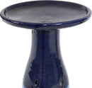 Sunnydaze 21" H Ceramic Bird Bath for Outside - Hand-Painted Outdoor Bird Bath Bowl, UV/Frost-Resistant Finish - Dark Blue - Cut Out Pedestal by GreenHaven Gardens