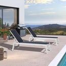 PURPLE LEAF Outdoor Chaise Lounge Set Oversize Adjustable Sunbathing Recliner Extra Wide Lounge Chairs with Side Table for Poolside Beach Outside Patio Aluminum Chaise Lounger Navy Blue 2 Sets by GreenHaven Gardens