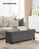 SONGMICS Storage Ottoman Bench, Foldable Foot Rest with Legs, 15 x 43 x 15.7 Inches, End of Bed Bench, Storage Chest, Load up to 660 lb, for Living Room, Bedroom, Entryway, Slate Gray ULSF018G01 by CozyNest Decor