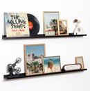 Fun Memories Picture Ledge Shelf, 48 Inch Floating Shelves Set of 2, Large Nursery Book Shelves for Toys Storage, Kids Bookshelf Wall Mounted for Wall Decor Books Photo Frames, Black by TinyTreasures Baby Boutique