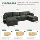 HONBAY Sectional Couch with Storage Seats, Modular Sectional Sofa with Storage Ottoman, U Shaped Sectional Couches for Living Room,Green by CozyNest Decor