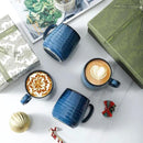 Hasense Small Coffee Mugs 8 oz, Ceramic Cappuccino Cups Set of 4, Espresso Mug with Handle for Latte, Tea, Milk and Mocha, Mini Cups for Gift, Dishwasher & Microwave Safe, Blue by CozyNest Decor