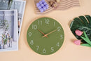 Mosewa Modern Wall Clock Silent Non Ticking 12 Inch Olive Green Battery Operated Simple Minimalist for Living Room Office Bedrooms Kitchen Home Decor by CozyNest Decor