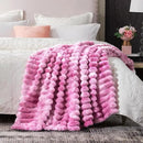 Cozy Bliss Faux Fur Throw Blanket for Couch, Cozy Warm Plush Striped Blanket for Sofa Bedroom Living Room,50 * 60 Inches Tie-dye Pink by CozyNest Decor