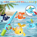 Baby Bath Toys Set, Wind Up Pool Toys for Toddlers 1-3, Kids Magnetic Fishing Toys with 1 Fishing Rod & 1 Net & 4 Brightly Colored Whales, Boys and Girls Birthday Gifts by TinyTreasures Baby Boutique