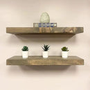 URBANDI, Rustic Floating Shelves, Set of 2, Hidden Bracket, Solid Wood, Heavy Duty, Wall Mounted Shelves, (Grey, 24Wx8D) by CozyNest Decor