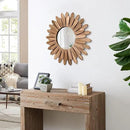 Honiway Mirror Wall Decor 21 inch Rustic Wood Boho Aesthetic Mirror for Room & Home Decor Farmhouse Wall Decor at Living Room Bedroom Carbonized Black by CozyNest Decor