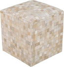 Mark&Day Pouf Ottoman, Grobschonau Hide Leather and Fur Camel Cube Pouf Foot Rest for Living Room, Bedroom and Boho Home Decor (18"x18"x18") by CozyNest Decor