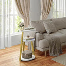 Side Table, Small End Table with Metal Frame, 3-Tier Bedside Tables, Round Side Tables for Living Room Bedroom Couch Bathroom, Oval, White by CozyNest Decor