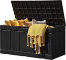 JUMMICO 83 Gallon Outdoor Deck Box Large Resin Storage Box for Patio Furniture Cushions and Garden Tools (Black) by CozyNest Decor