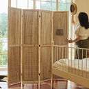 Room Divider Freestanding Folding Pegboard Privacy Screen | 4-Panel Display Stand for Jewelry, Craft Shows, Retail | Natural Wood, Portable & Space-Saving Design (Natural) by CozyNest Decor