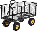 Heavy Duty Steel Garden Cart, 1100LBS Pullable Metal Garden Wagon with 10" Wheels, 180° Rotating Handle and Removable Sides for Outdoor, Farm, Yard, Beach by GreenHaven Gardens