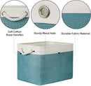 Bidtakay Foldable Storage Bins Set of 2 Tall Cloth Baskets 16" X 11.8" X 11.8" Decorative Organizers for Linen Closet (White & Teal) by TinyTreasures Baby Boutique