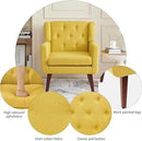 Accent Chair Button-Tufted Upholstered Living Room Chairs Comfy Reading Chair Mid Century Modern Chair with Linen Fabric Lounge Arm Chairs for Living Room Bedroom (Yellow Set of 2) by CozyNest Decor