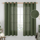 LAMIT Olive Green Sheer Linen Curtains 63 inch Length for Bedroom, Semi Sheer Light Filtering Window Treatments Neutral Bronze Grommet Christmas Drapes for Living Room, 2 Panels Set, 52 x 63 Inch by CozyNest Decor