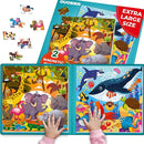 QUOKKA Magnetic Puzzles for Toddlers 2-4 - 2x48 Travel Puzzle Games for Kids Ages 3-5 Years Old - Car Activities Toy for Boys and Girls 4-6 yo - Africa & Ocean Animals Learning Magnet for Road Trip by TinyTreasures Baby Boutique