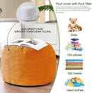 HIGOGOGO Round Stuffed Pouf Ottoman, Corduroy Poufs with Foam Chunk Filling, Furry and Fluffy Pouf Foot Stool Storage Ottoman, 26 X 18 Floor Poufs Foot Rest for Living Room, Orange by CozyNest Decor
