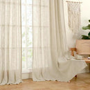 LAMIT Light Filtering Sheer Linen Curtains 102 inches Long, Linen Textured Semi Sheer Bronze Grommet Natural Boho Drapes for Living Room/Farmhouse, 2 Panels, Linen, 52 x 102 Inch by CozyNest Decor