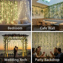 suddus 200 LED Vine with Light Plug in, 6.5ft x 6.5ft Pothos Fairy Curtain Lights with Remote, Leaf Fairy Lights for Wall,Bedroom, Dorm, Wedding, Party, Indoor Decor(Warm White) by CozyNest Decor