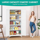 SISESOL Metal Storage Cabinet with Doors and Shelves,White Storage Cabinet with Leg & Vent Hole,Food Pantry Cabinets,5 Tier Metal Pantry,Tall Large Cupboard for Home,Kitchen,Dining/Living/Laundry Room by CozyNest Decor
